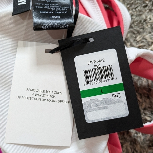 NWT DKNY peach purple scoop neck bikini top L - Picture 6 of 8